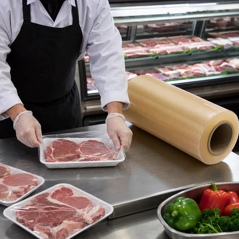 Meat Cling Film Roll 16IN X5000FT PVC 50 Gauge Clear 1/Roll