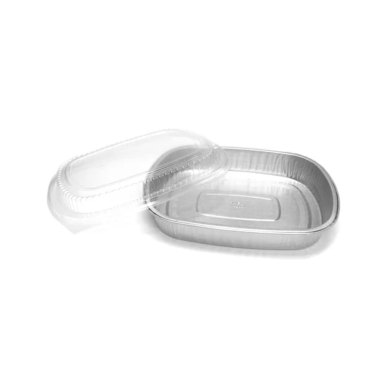 Gourmet-To-Go® Take-Out Container Base & Lid Combo With Plastic Dome Lid Small (SM) 22 OZ Aluminum Silver 100/Case