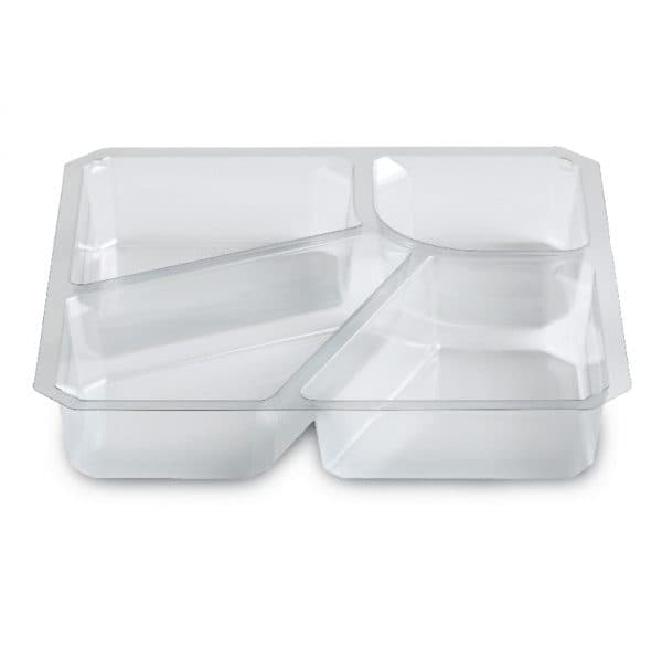 Fresh 'n Clear® GoCube® Take-Out Container Insert 7.13X7.13X1.23 IN 4 Compartment PET Clear Square 400/Case