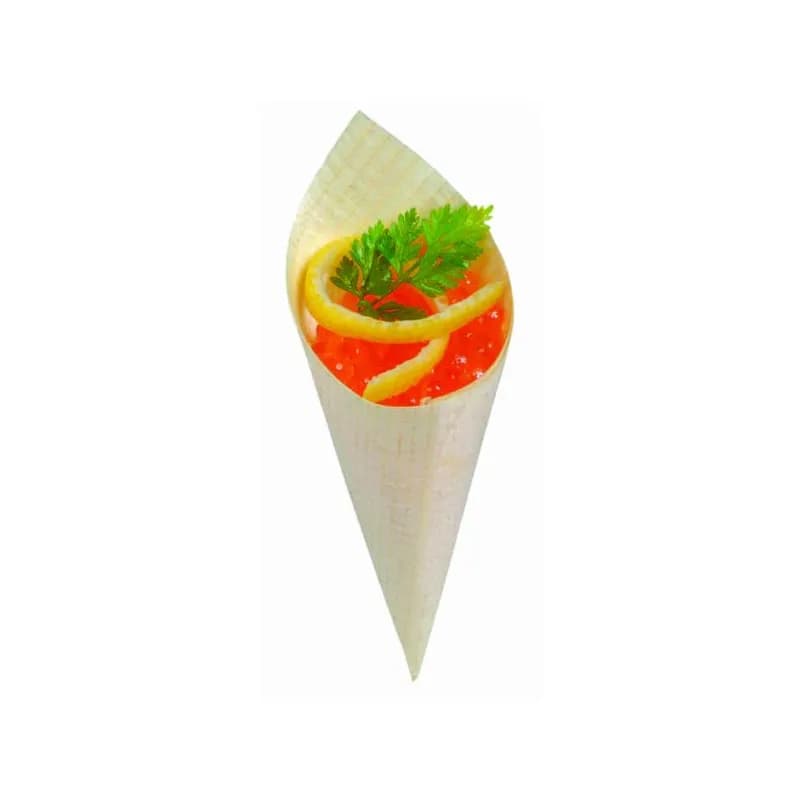 Take-Out Cone 5 OZ Wood Cone Microwave Safe Oven Safe Grease Resistant 50 Count/Pack 5 Packs/Case 250 Count/Case