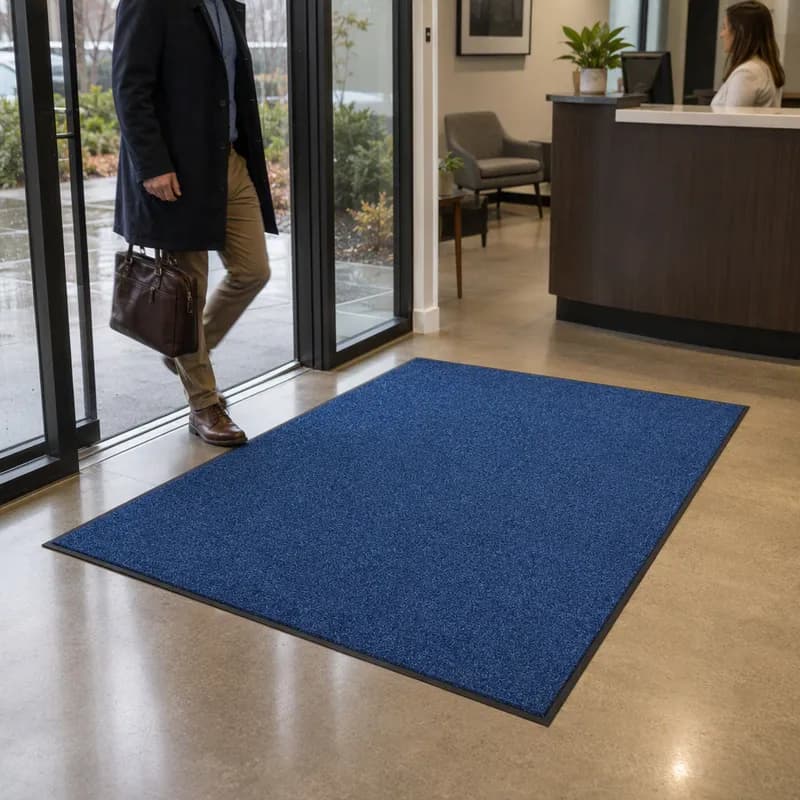 Rely-On Rely-On Olefin Light Traffic Wiper Floor Mat 96X48X0.38 IN Marlin Blue PP Olefin With Vinyl Backing 1/Case