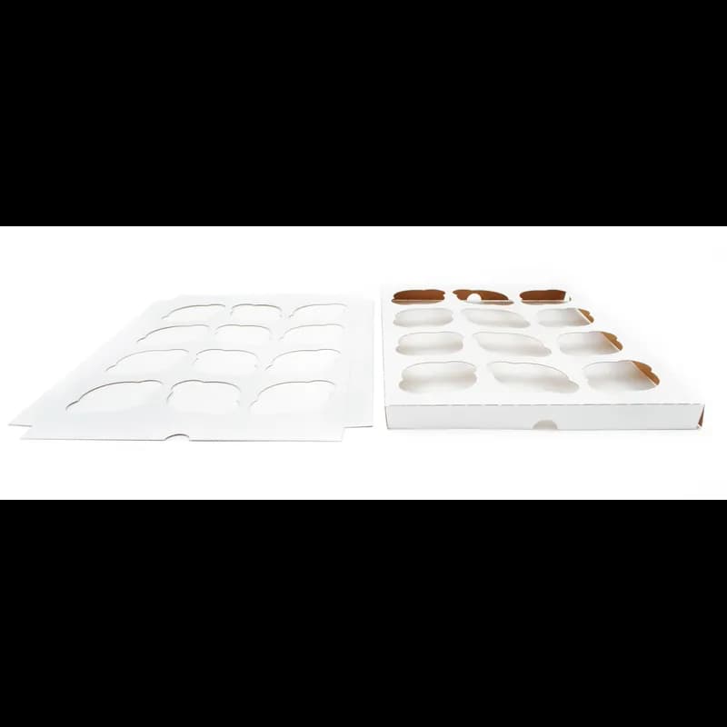 Cupcake Container Insert 14X10X1 IN 12 Compartment Clay-Coated Kraft Board White Kraft Rectangle 200/Case