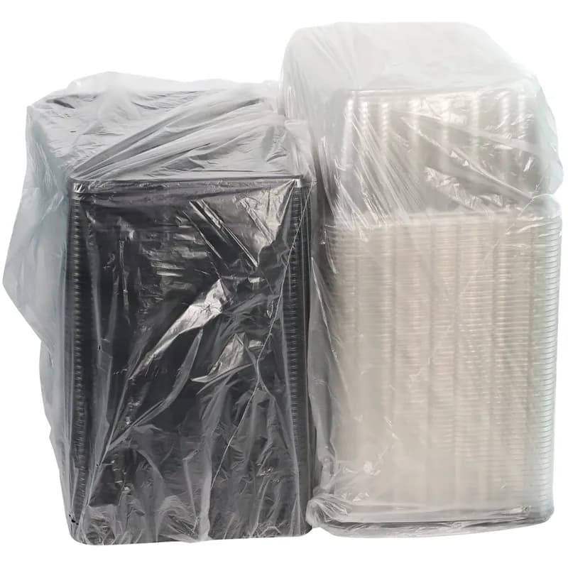 RoseDome Cake Container & Lid Combo With Dome Lid 1/4 Size 15X11X6 IN PET Clear Black Rectangle Long Tab 60/Case