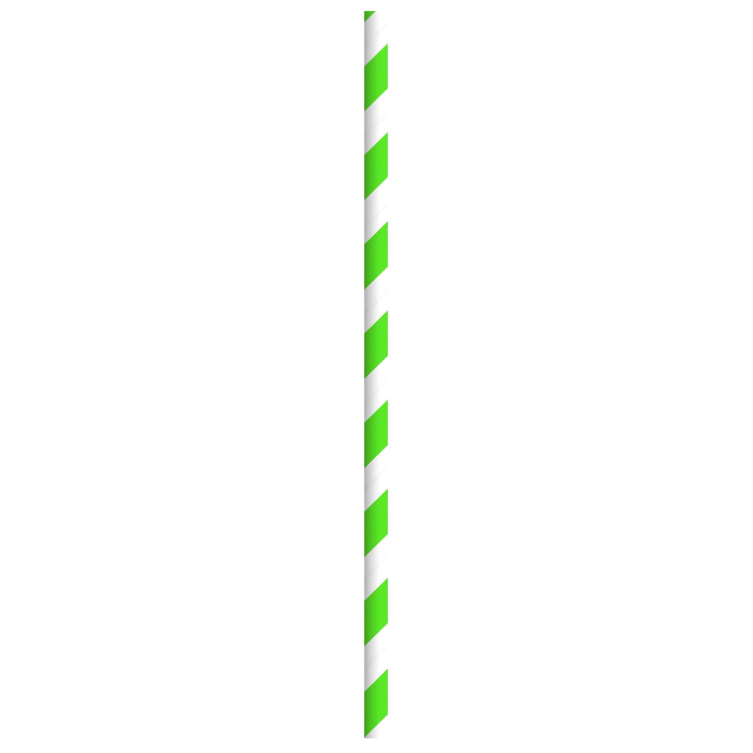 Jumbo Straw 0.2X8.3 IN Paper Green White Stripe Paper Wrapped 500 Count/Pack 6 Packs/Case 3000 Count/Case