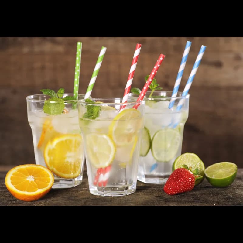 Jumbo Straw 0.2X8.3 IN Paper Green White Stripe Paper Wrapped 500 Count/Pack 6 Packs/Case 3000 Count/Case