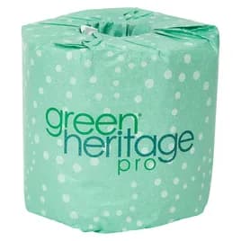 Green Heritage Pro Toilet Paper & Tissue Roll 4X3.1 IN 2PLY White Single 400 Sheets/Roll 96 Rolls/Case