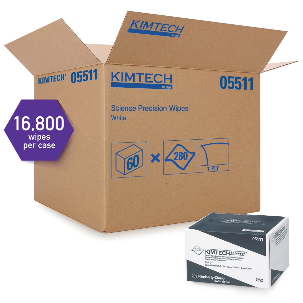 Kimtech™ Science Cleaning Wipe 4.39X8.2 IN 1 White 286 Count/Pack 60 Packs/Case 17160 Count/Case