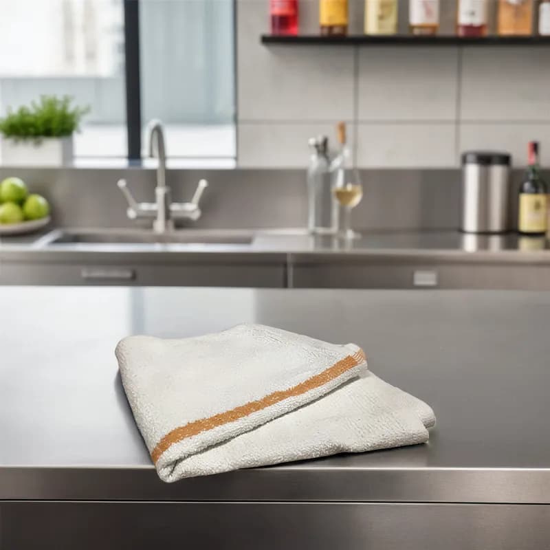 Bar Towel 15X18 IN Cotton White Orange 60/Case