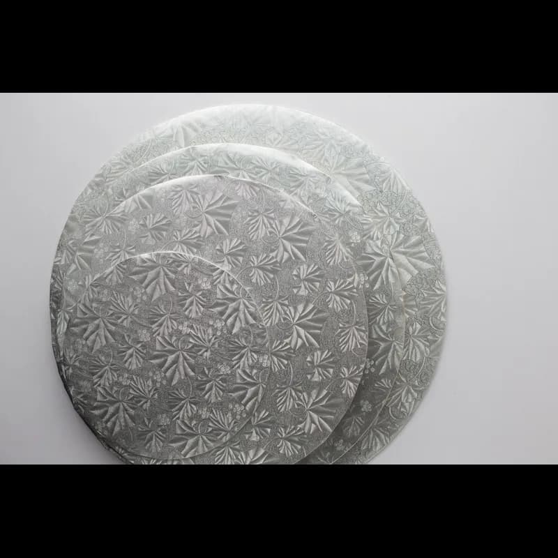 Cake Board 16X0.5 IN Paperboard Silver Round Embossed 12/Case