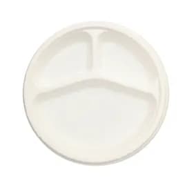 Plate 10 IN 3 Compartment Pulp Fiber White 500/Case