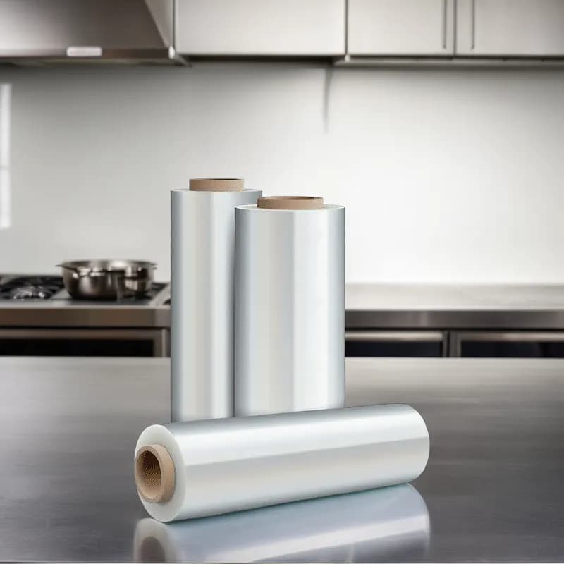 Multi-Purpose Cling Film Roll 13.75IN X3280FT Plastic 12MIC 47 Gauge Clear Stretch 2/Case