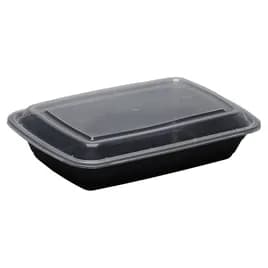 Take-Out Container Base & Lid Combo 28 OZ Plastic Black 150/Case