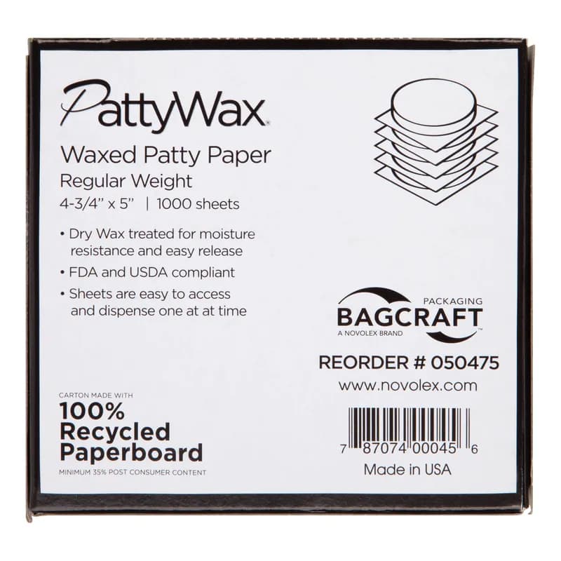 Bagcraft® Patty Sheet 4.75X5 IN Dry Wax Paper 24000/Case
