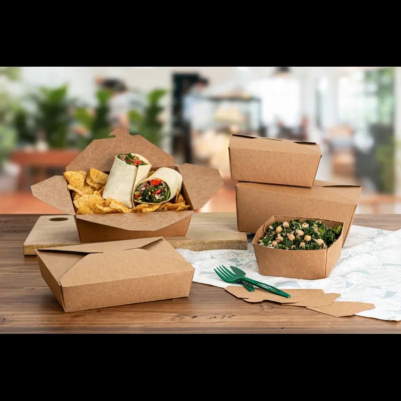 INNOBOX EDGE #3 Take-Out Box Fold-Top 7.625X5.375X2.5 IN Kraft 130/Case