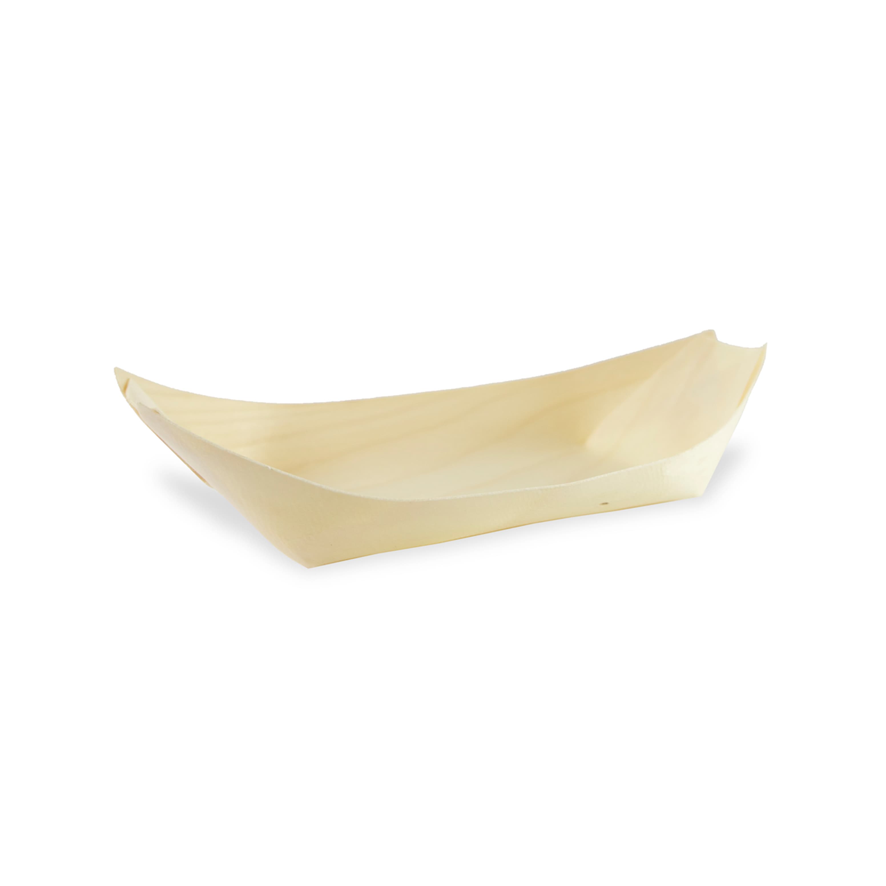 Food Tray 0.75 LB Wood Boat Microwave Safe Oven Safe Grease Resistant 50 Count/Pack 10 Packs/Case 500 Count/Case