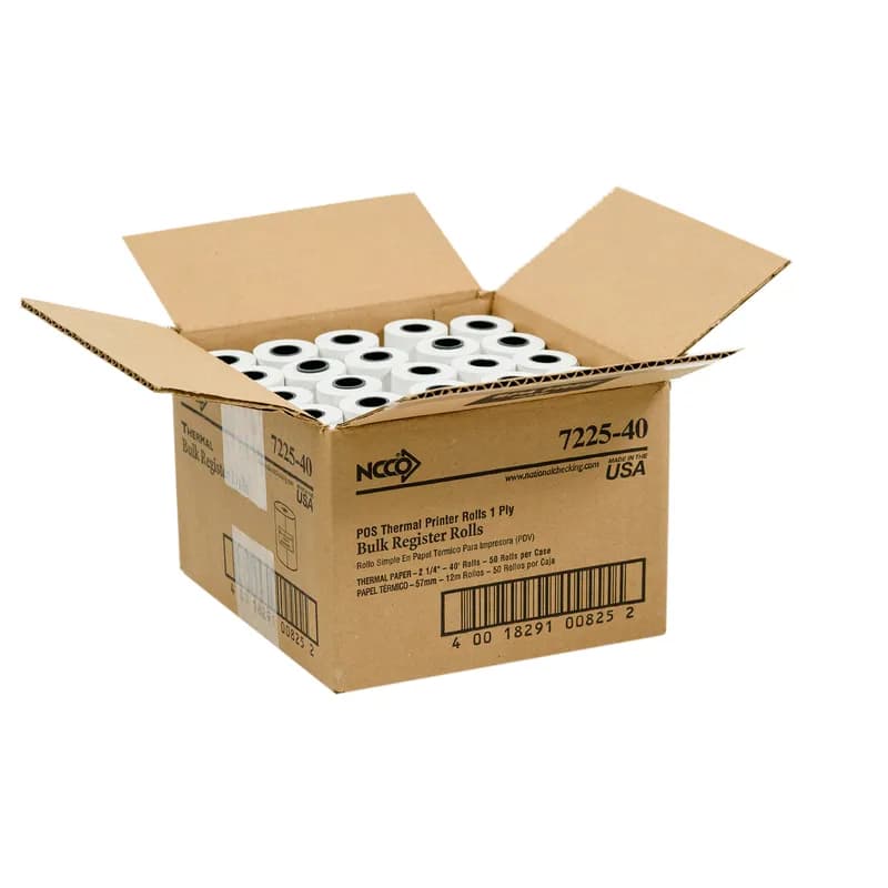 Credit Card Cash Register Receipt Roll 2.25IN X40FT White Thermal Paper 50/Case