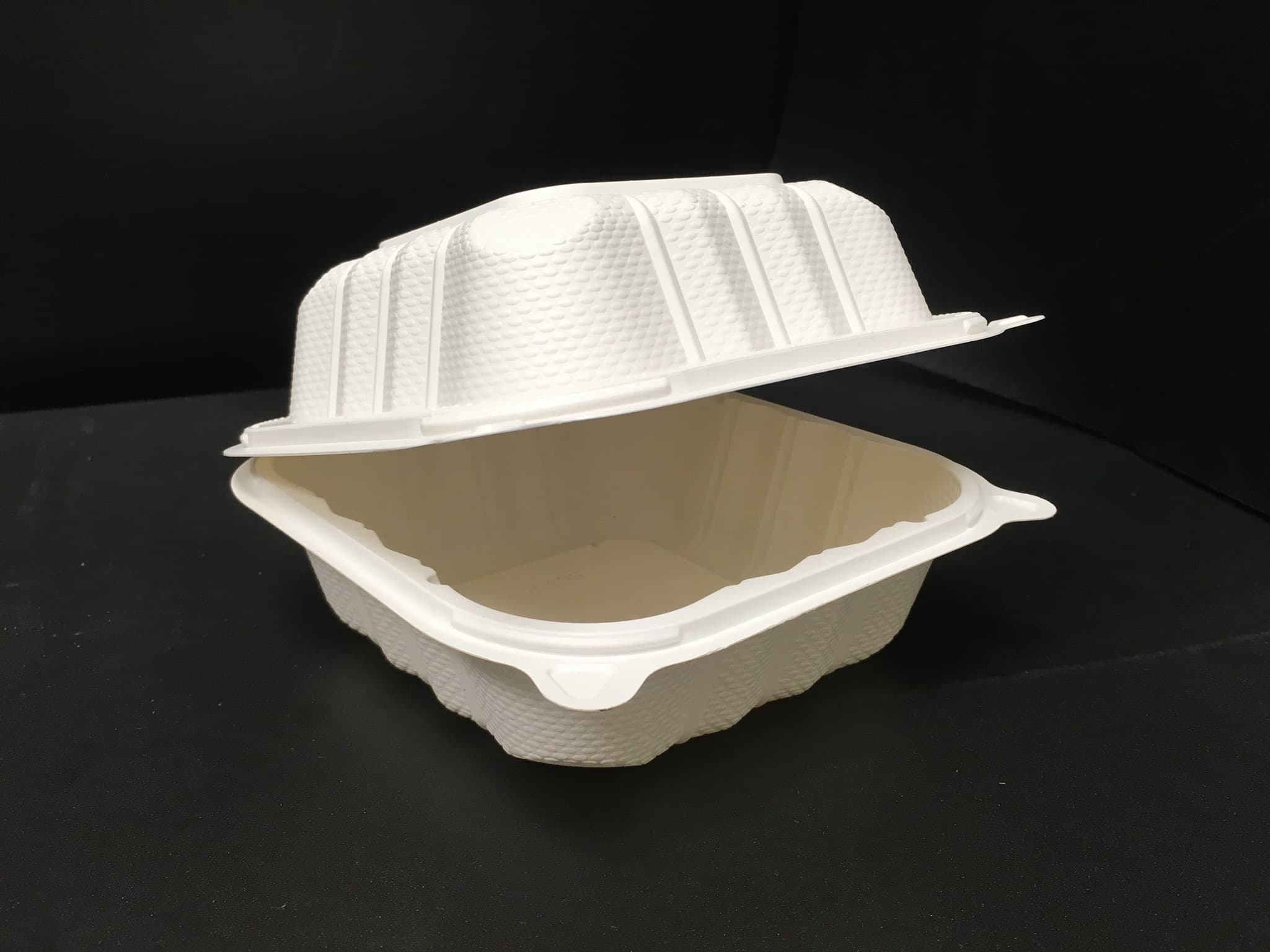 Pebble Box Take-Out Container Hinged 6X6X3.25 IN PP White Square Microwave Safe Grease Resistant 250/Case