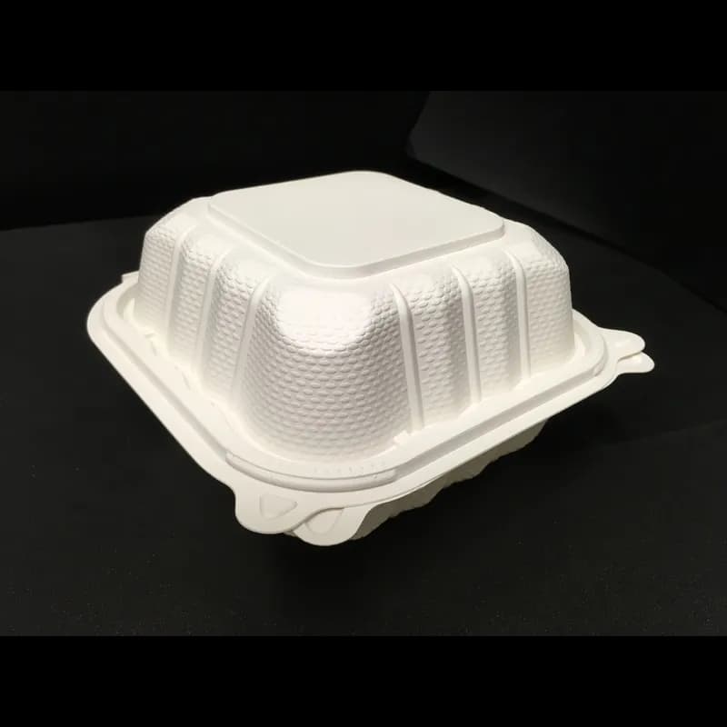 Pebble Box Take-Out Container Hinged 6X6X3.25 IN PP White Square Microwave Safe Grease Resistant 250/Case