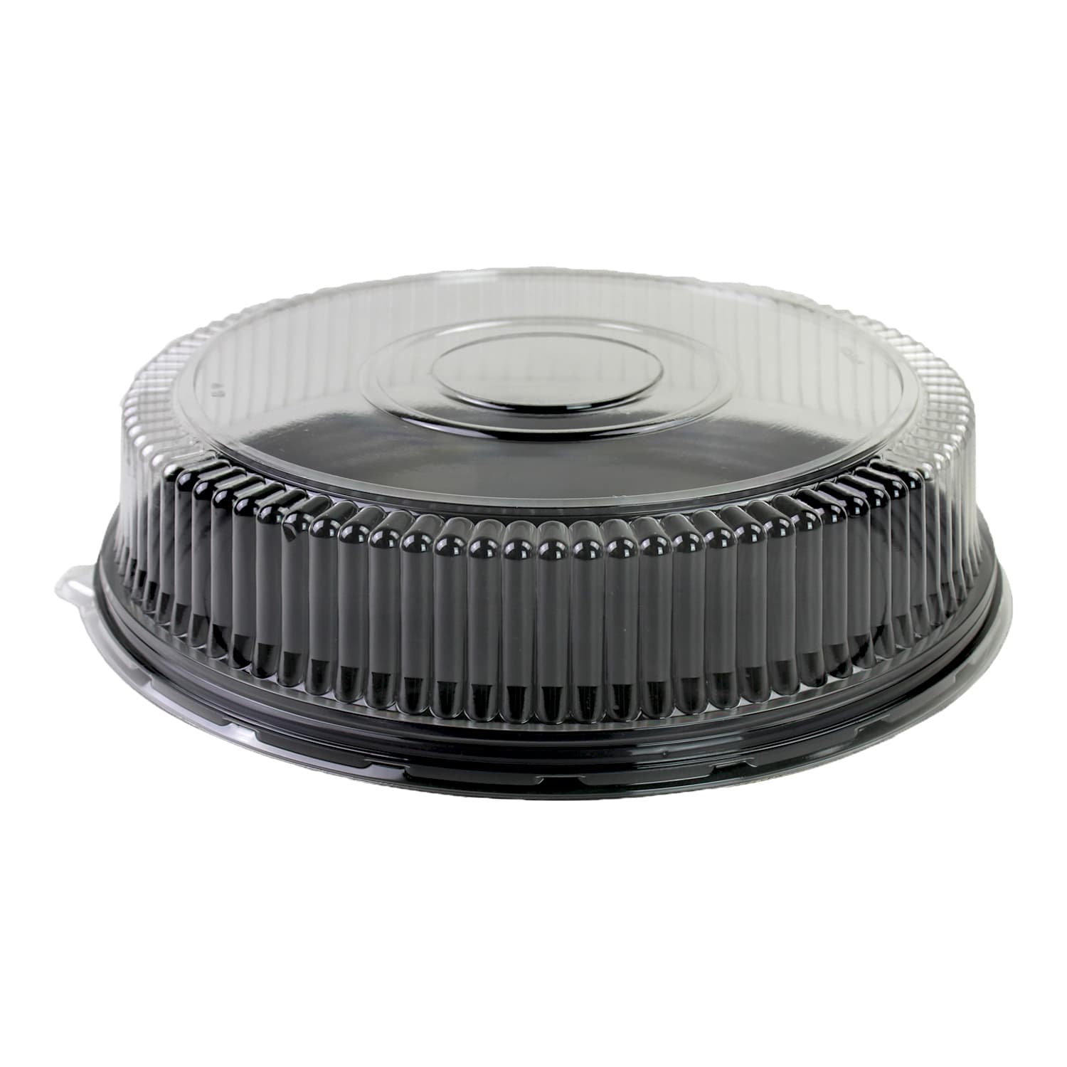 Serving Tray Base & Lid Combo 18X5.01 IN PET Black Clear Round 25/Case