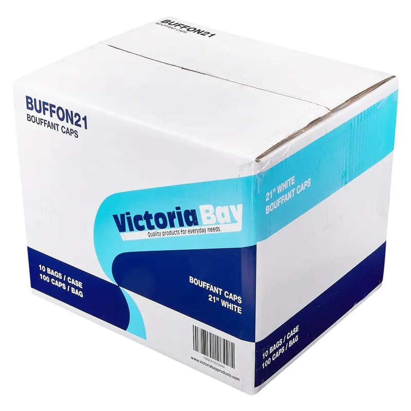 Victoria Bay Bouffant Cap 21 IN White PP Latex Free 1000/Case