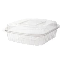 Take-Out Container Hinged 8X8X3 IN PLA Clear Square 160/Case