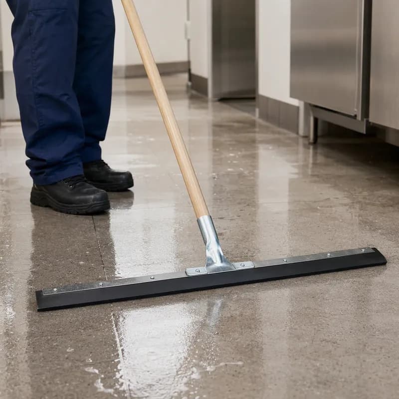 Floor Squeegee Heavy Duty Rubber Steel Black Straight With 30IN Head 1/Each