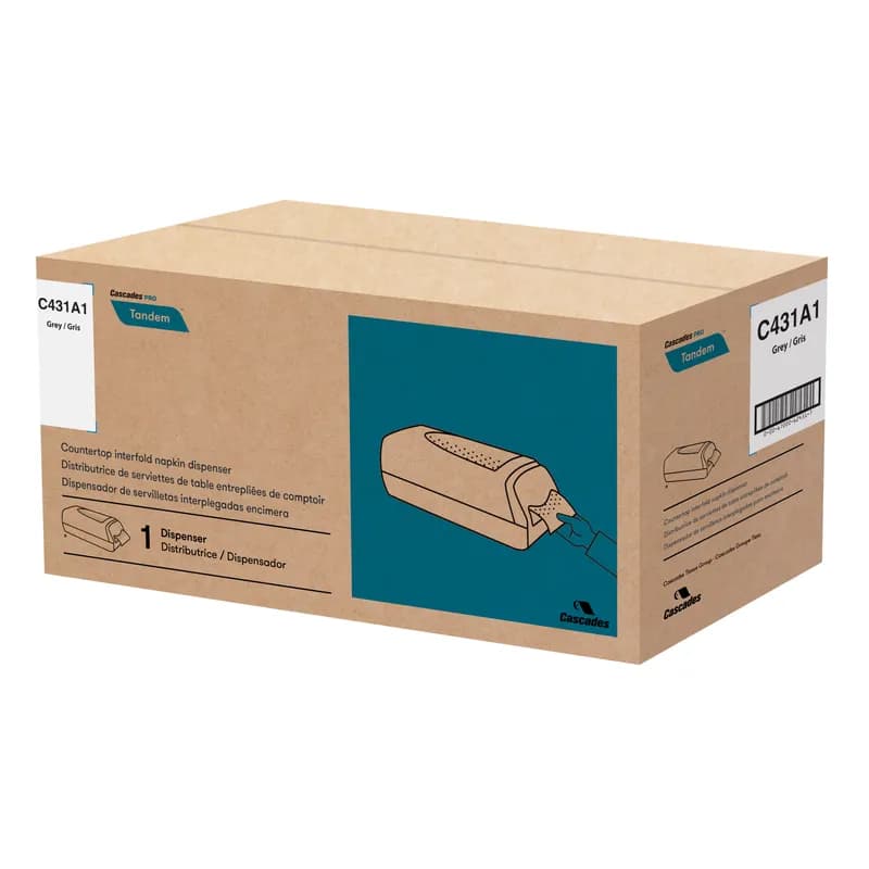 Cascades PRO Tandem® Napkin Dispenser 8.3X16.3X6.5 IN Gray Interfold Countertop 1/Each