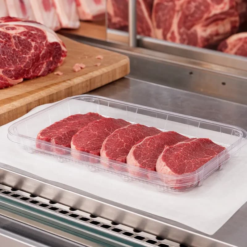EZ-Tray Meat Tray 10.75X0X1.25 IN 1 Compartment PET Deep Clear Rectangle Honeycomb Disposable 300/Case