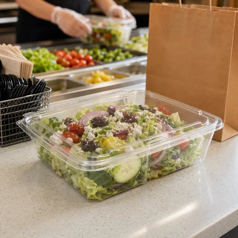 CrisPak Pro-Lok Deli Container Hinged With Flat Lid 48 OZ PET Clear Rectangle Tamper-Evident 170/Case