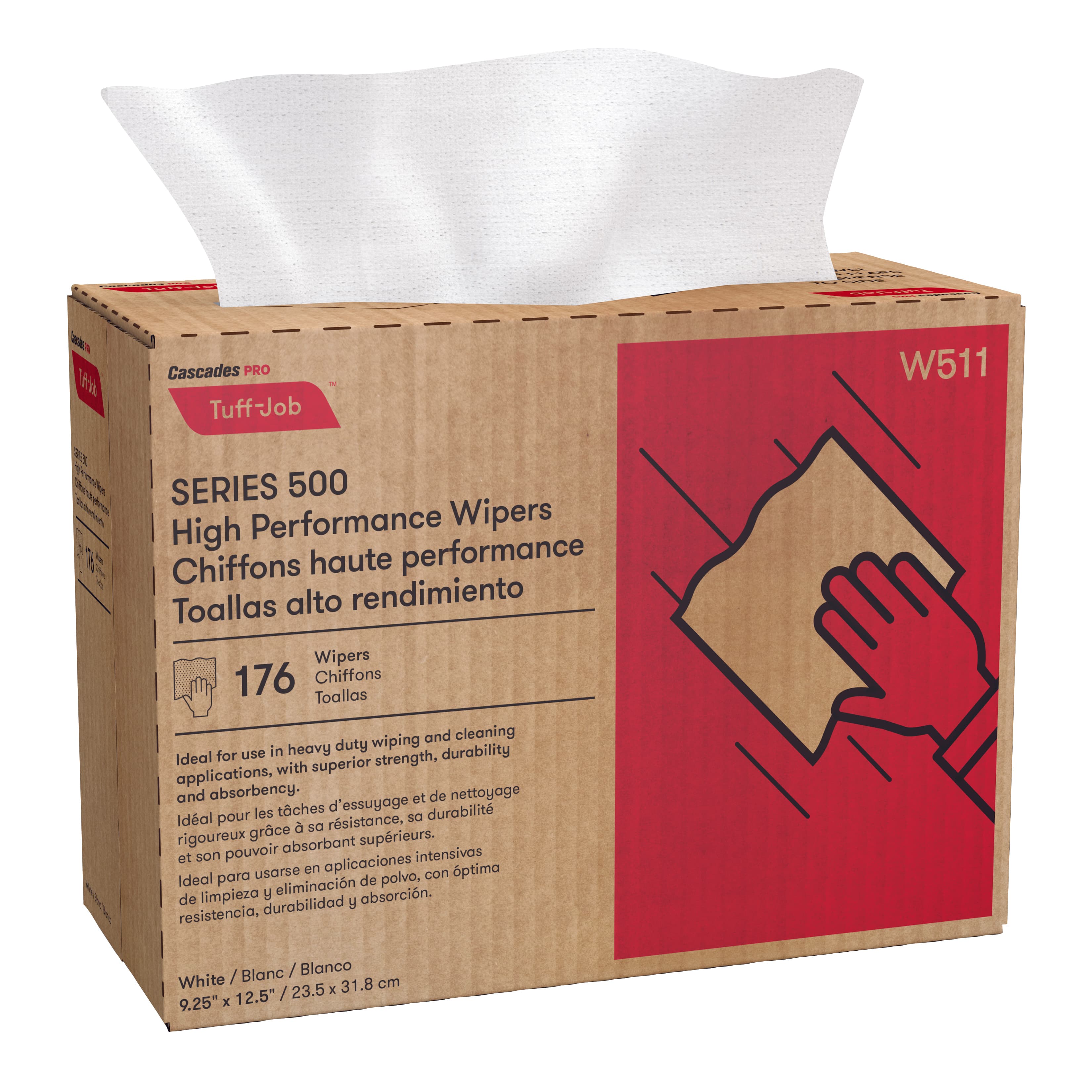 Cascades PRO Cleaning Wipe 9.25X12.5 IN PP White Multifold High Performance Pop-Up 1760/Case