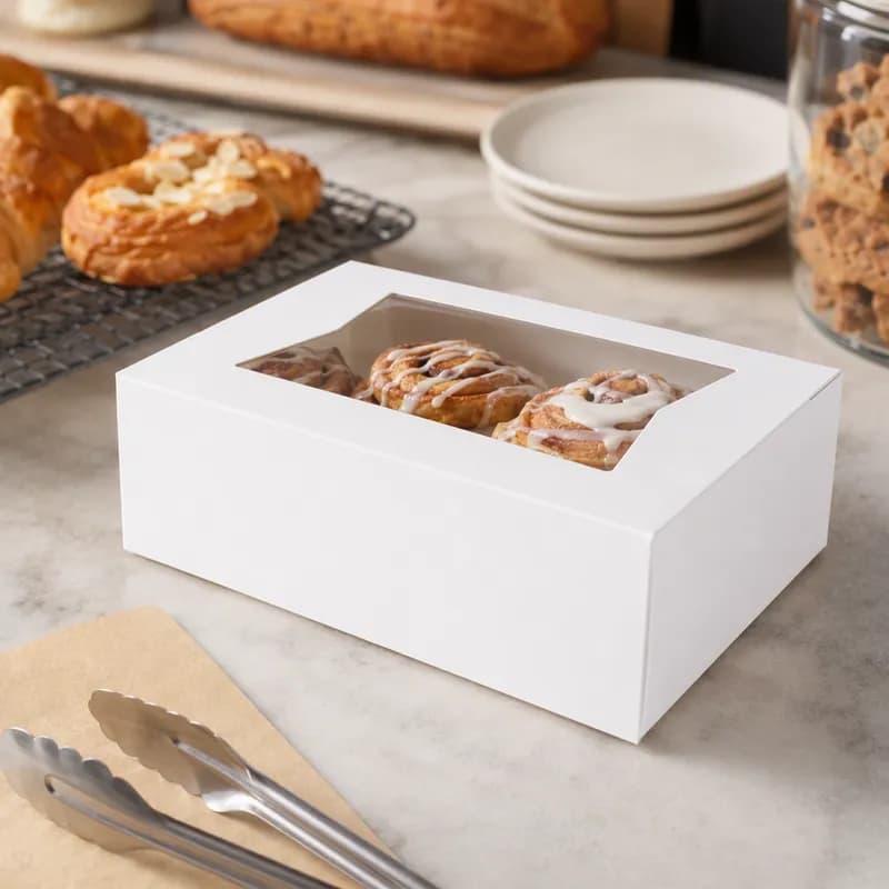 Bakery Box 8X5.75X2.5 IN Paperboard White Automatic 200/Case