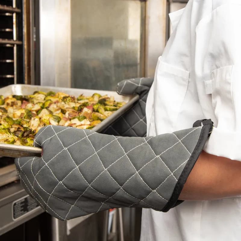 San Jamar Oven Mitt 15 IN Cotton Synthetic Blend Black WebGuard 1/Pair