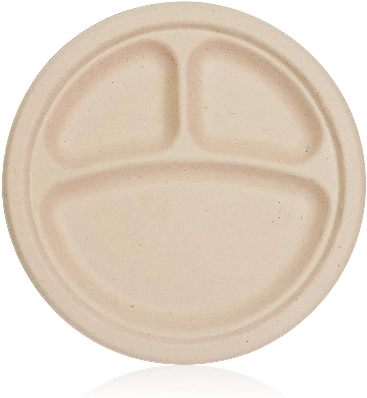 Plate 9 IN 3 Compartment Plant Fiber Brown 500/Case