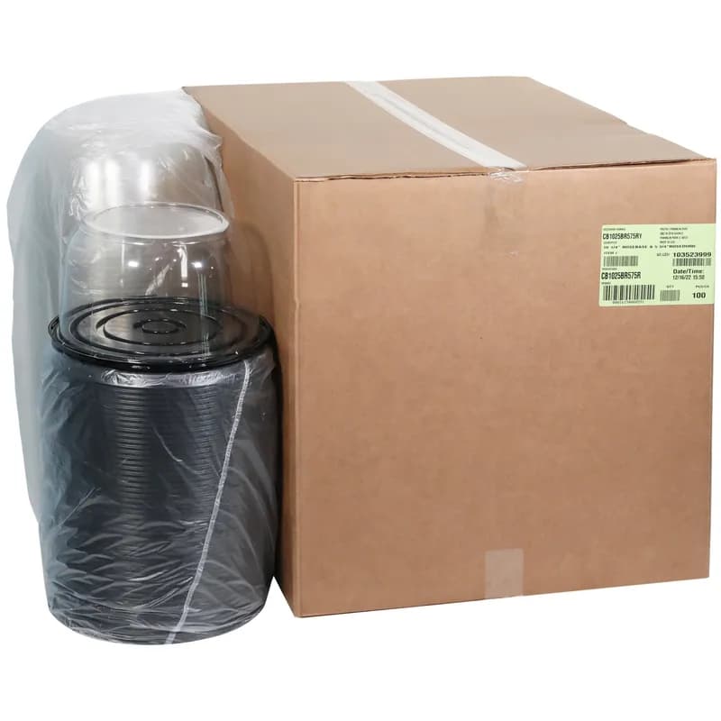 Cake Container & Lid Combo With Dome Lid 10.25X5.75 IN PET Clear Black 100/Case