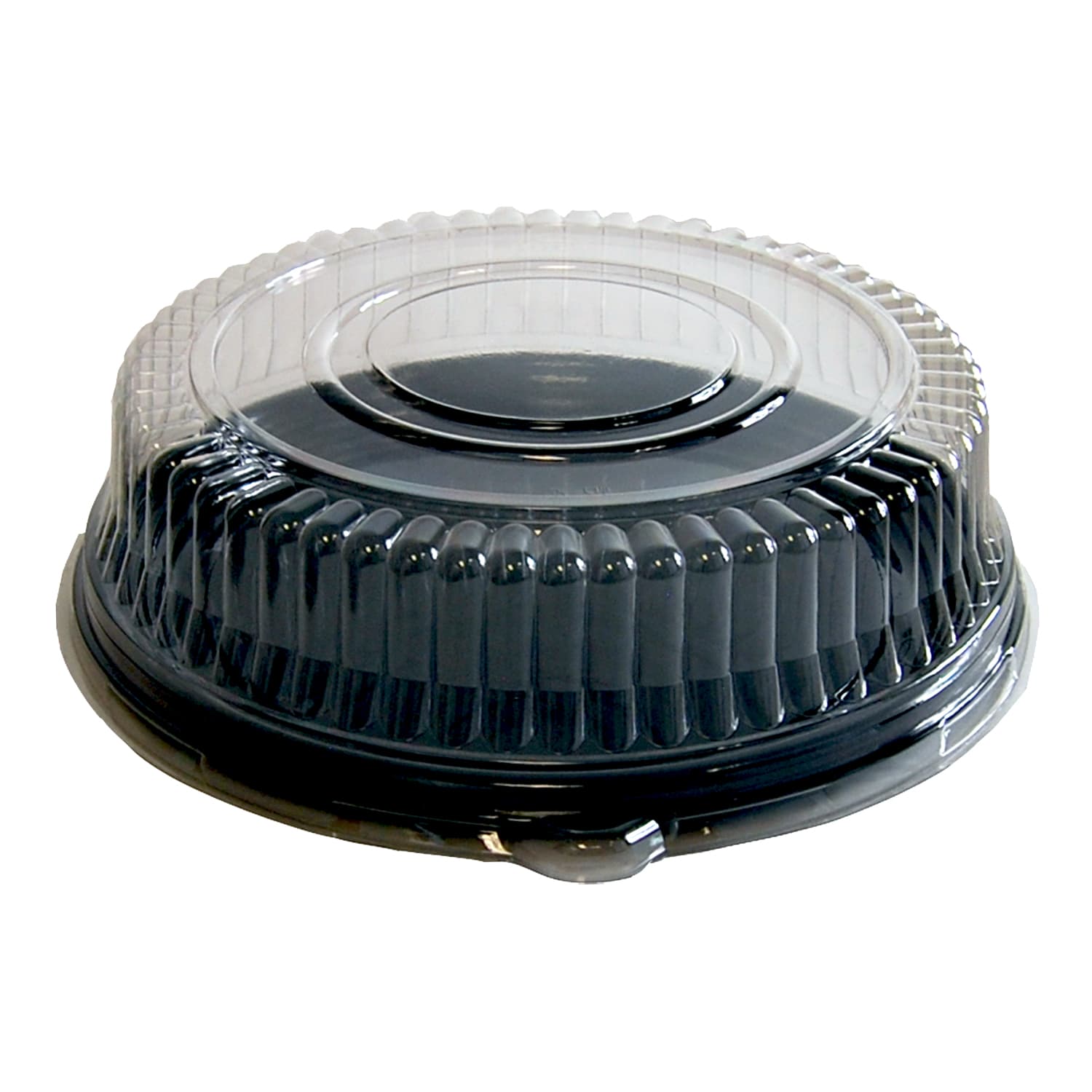 Serving Tray Base & Lid Combo With Dome Lid 12X4.13 IN PET Black Clear Round 25/Case