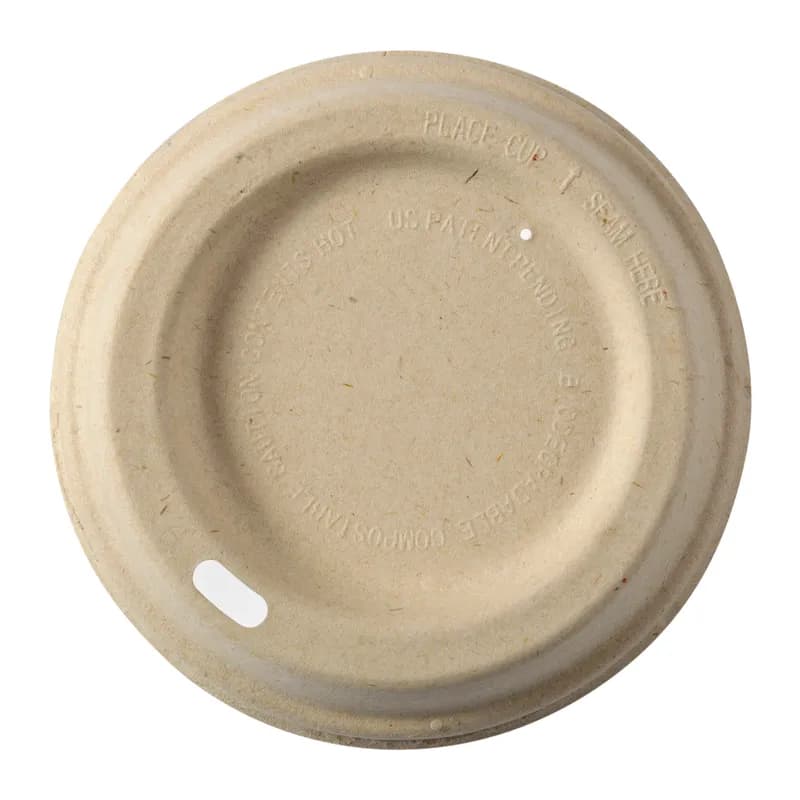 PrimeWare® Lid Dome Sugarcane For 12-24 OZ Hot Cup Sip Through 500/Case