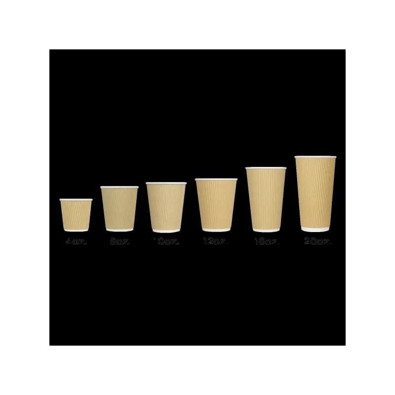 Karat® Hot Cup Ripple Insulated 16 OZ Double Wall Poly-Coated Paper Kraft 90MM 500/Case