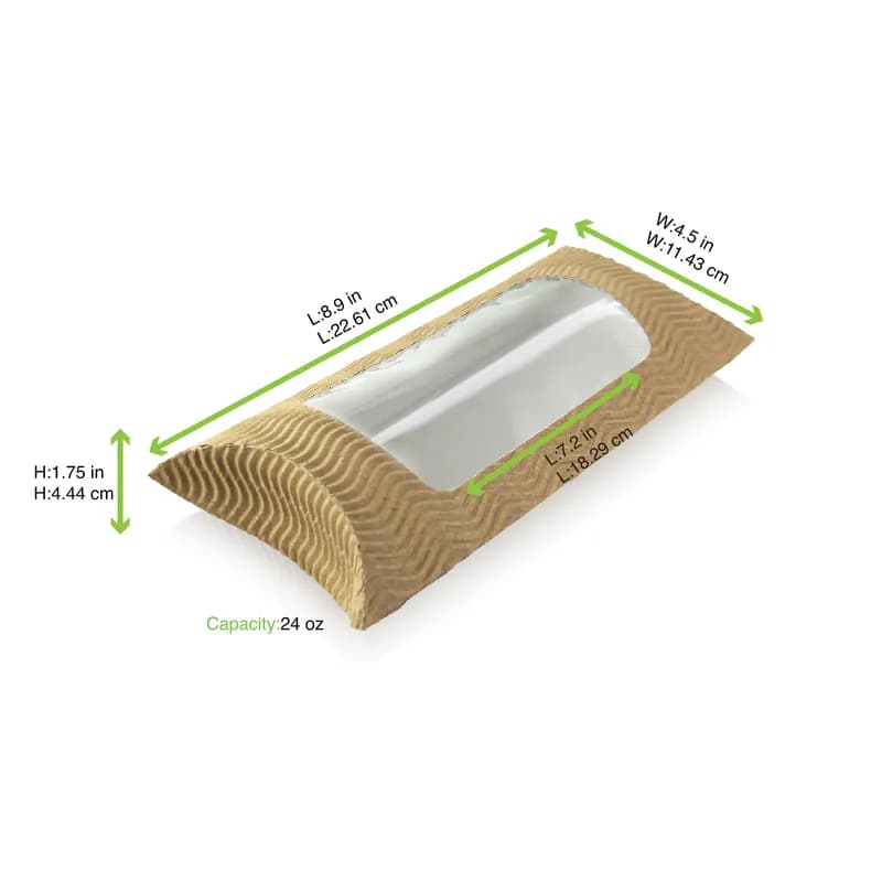 Bakery Box Small (SM) 8.9X3.6X1.75 IN Paper Kraft Rectangle With Window 25 Count/Pack 10 Packs/Case 250 Count/Case