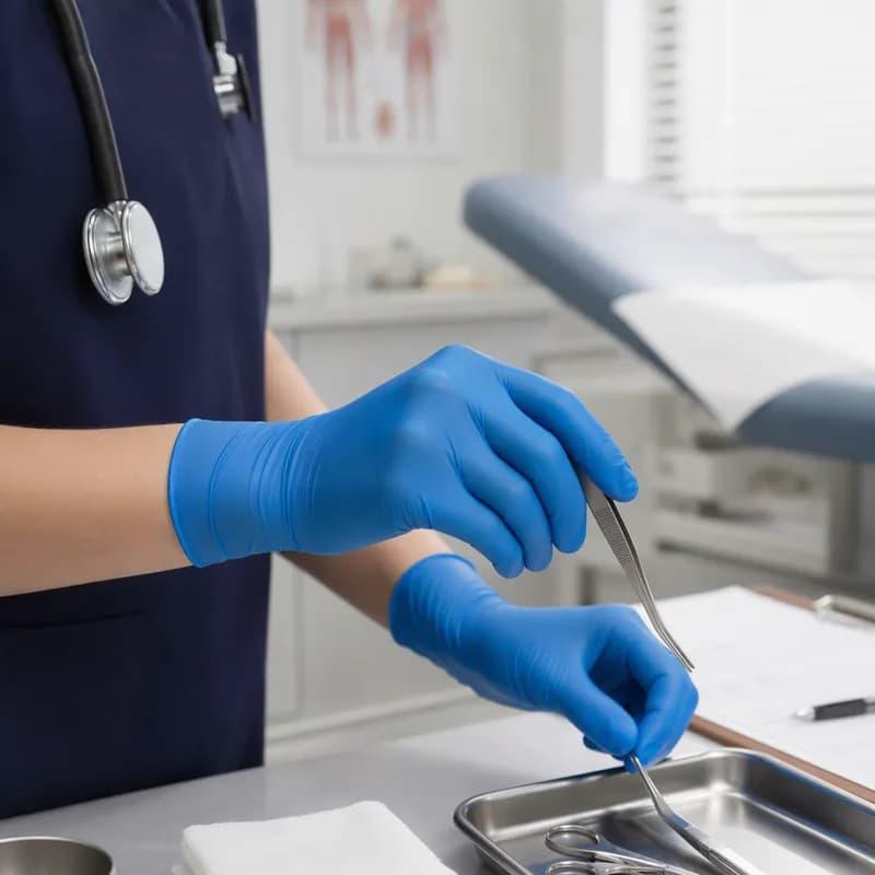 Examination Gloves Medium (MED) Blue Nitrile Powder-Free 100/Box