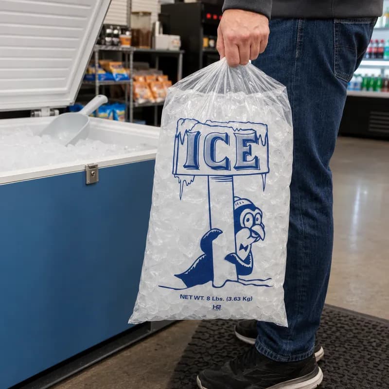 Hilex® Ice Bag 11X18 IN 8 LB Plastic With Drawstring Closure 500/Case