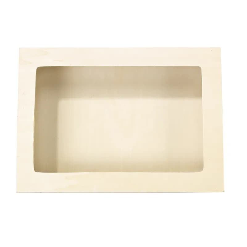 Take-Out Box 15X10.8X2.2 IN Wood Natural With Window Grease Resistant 16 Count/Case
