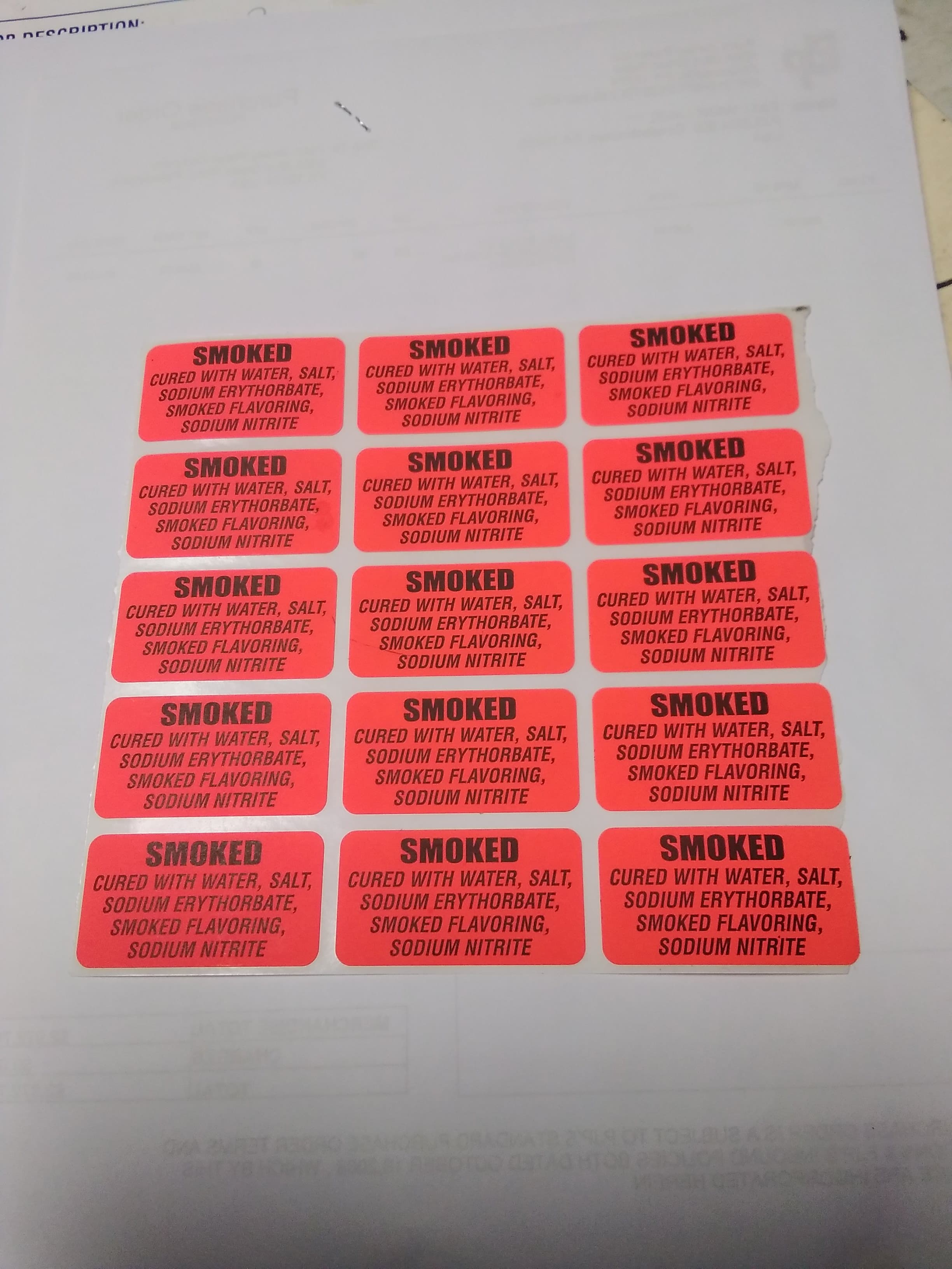 Smoked Label 2X2.875 IN Dayglo Ingredients 1000/Roll