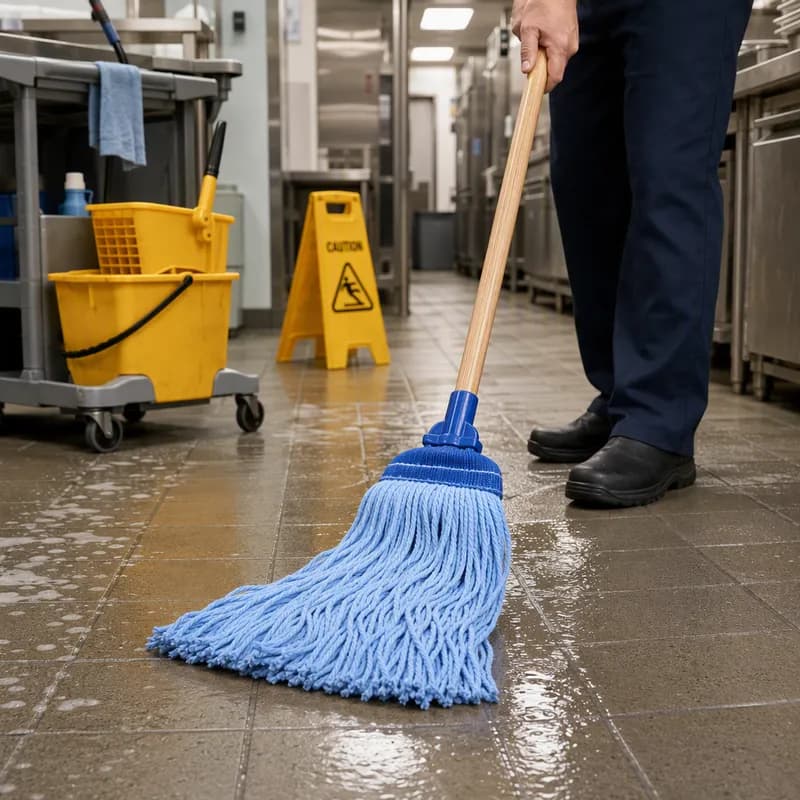 Wet Mop 16 OZ Blue Cut End Wide Band 6/Case