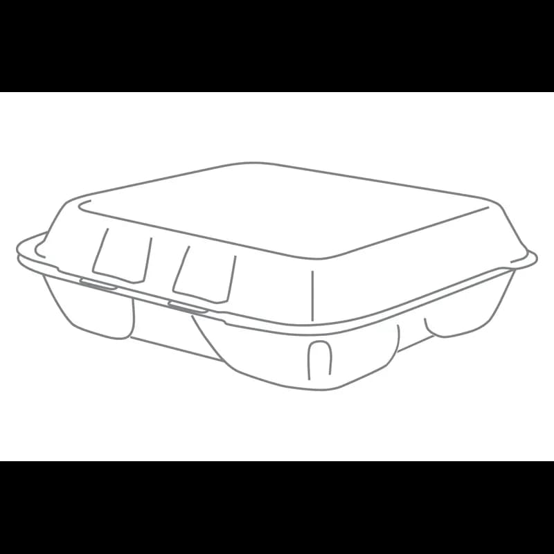 Regal Take-Out Container Hinged 7.63X8.31X2.25 IN Polystyrene Foam White Not Vented Grease Resistant 200/Case