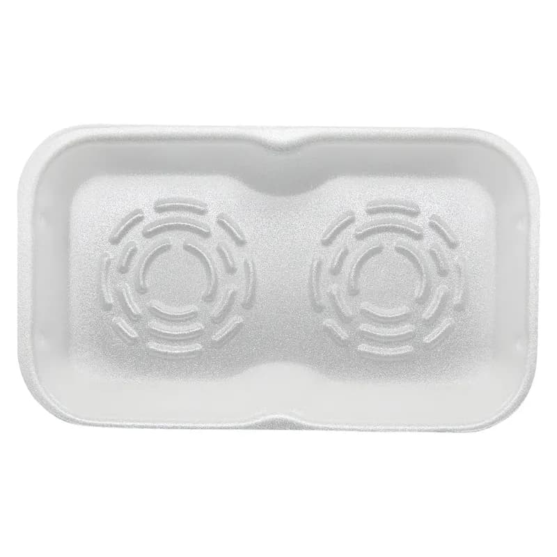 Burger Patty Tray 9.782X5.622X1.33 IN 2 Compartment Polystyrene Foam White Rectangle 300/Case