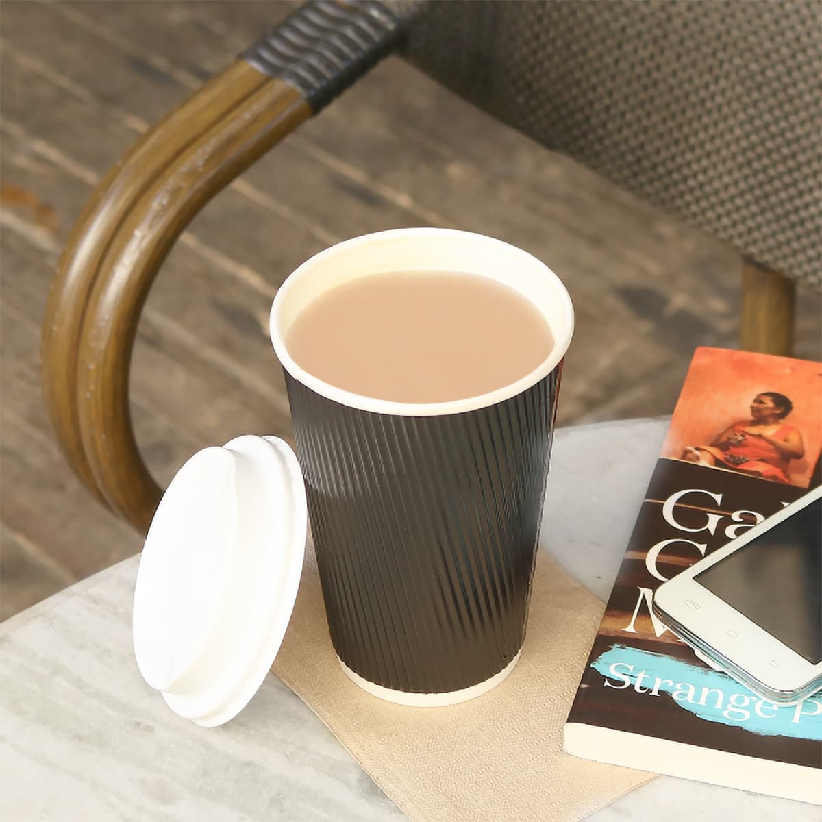 Karat® Hot Cup Insulated Ripple 16 OZ Double Wall Poly-Coated Paper Black 500/Case