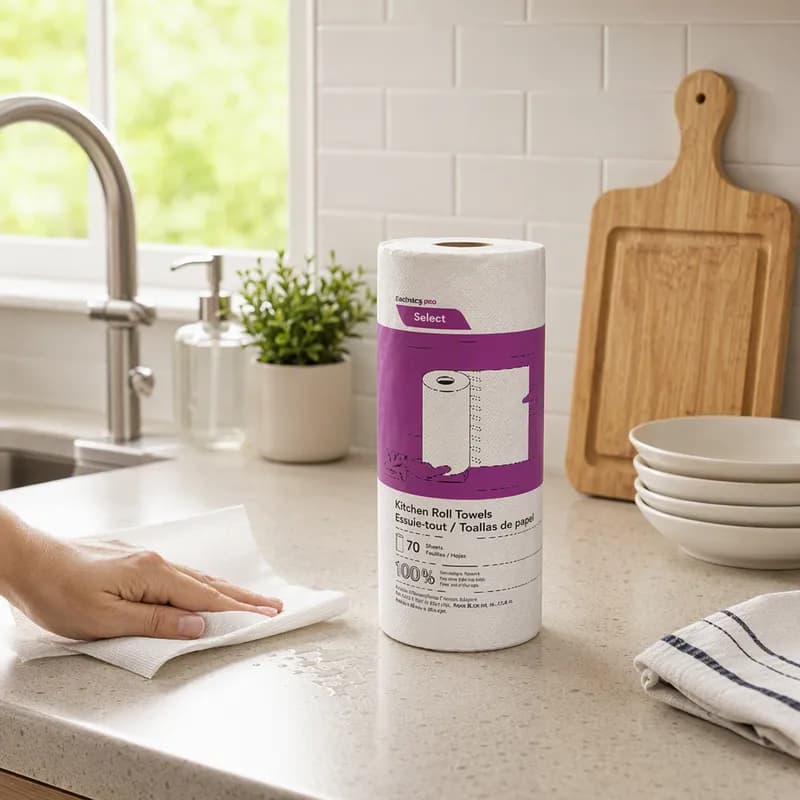 Household & Kitchen Roll Paper Towel 2PLY White Standard Roll 70 Sheets/Roll 30 Rolls/Case 2100 Sheets/Case