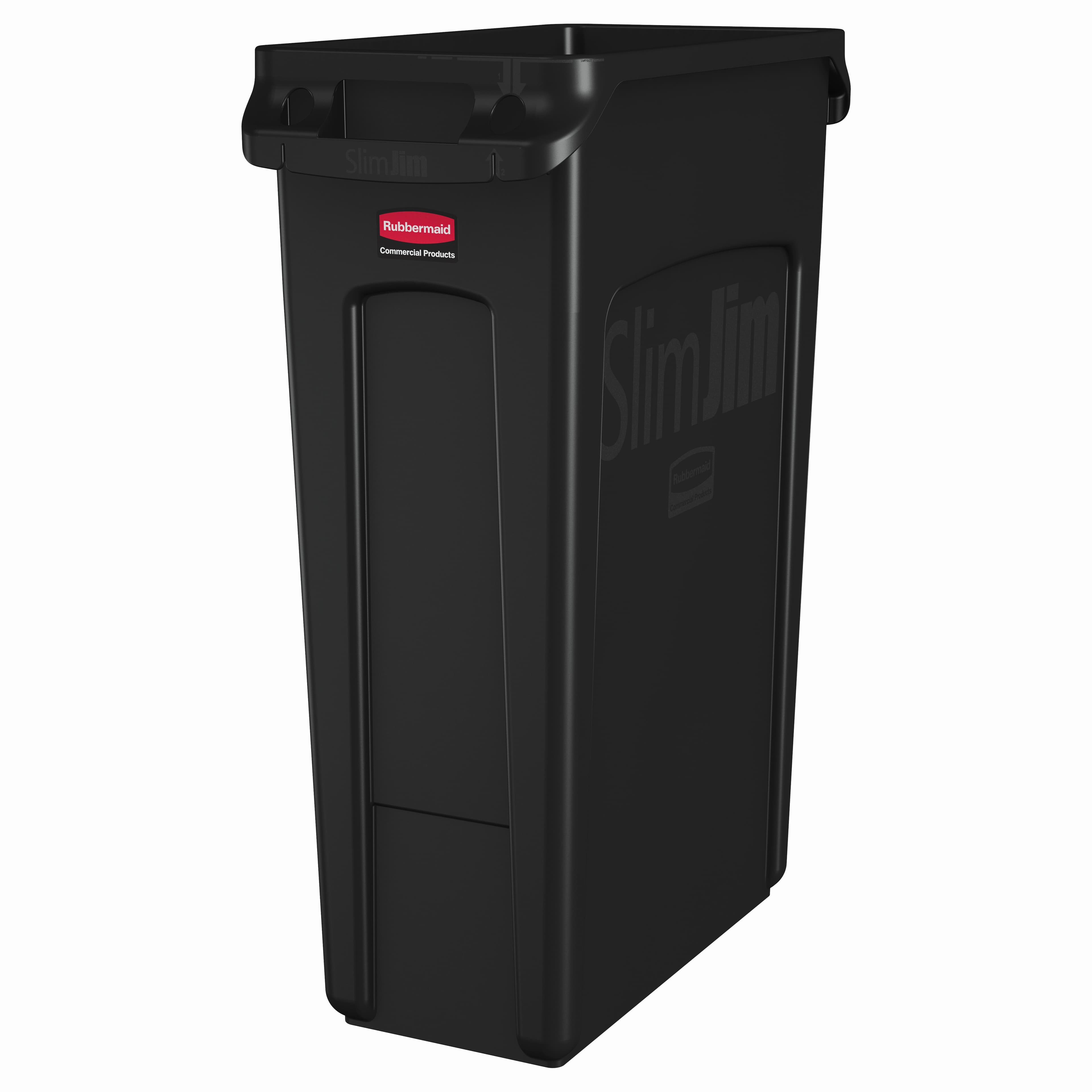 Executive Series™ Trash 1-Stream Trash Can 11X22X30 IN 23 GAL 92 QT Black Rectangle Resin Venting Channels Slim 1/Each