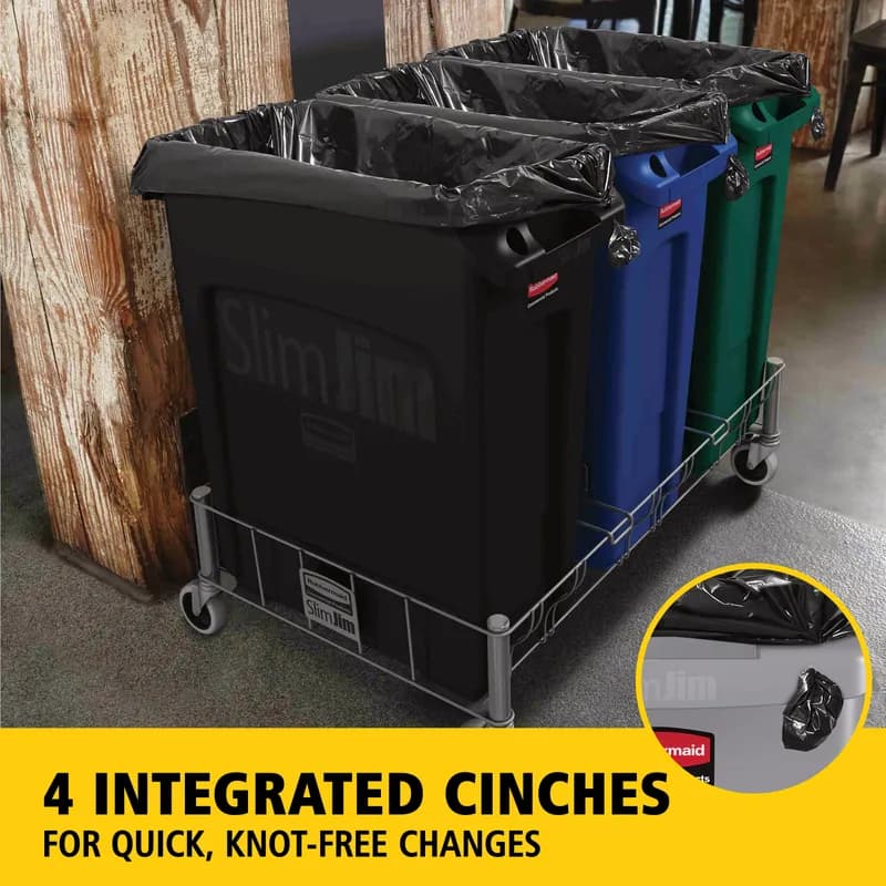 Executive Series™ Trash 1-Stream Trash Can 11X22X30 IN 23 GAL 92 QT Black Rectangle Resin Venting Channels Slim 1/Each