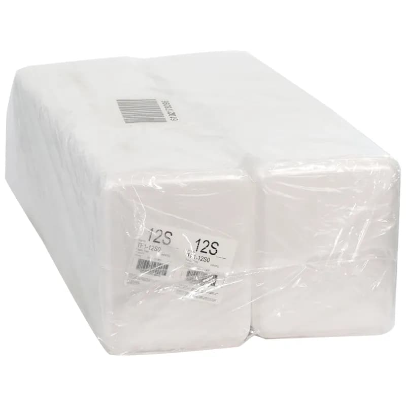 12S Supermarket Tray 11X9X0.65 IN Polystyrene Foam White Rectangle 250/Case